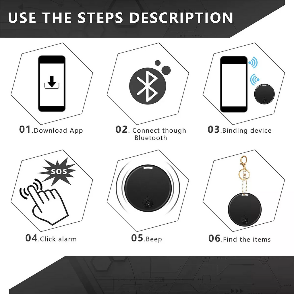 Bluetooth Item Finder Key Tag, App-Paired Locator for Keys, Wallet, Bags & Remotes — Audible Alarm, Two-Way Phone Find — 2/4/6/8 Packs