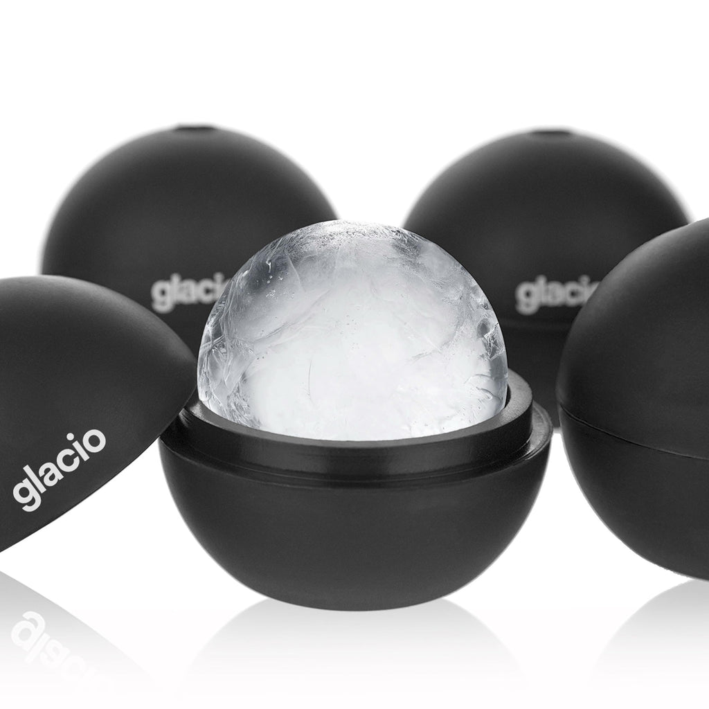 glacio Round Ice Cube Molds, 2.5-Inch Ice Sphere Maker, 4-Pack BPA-Free Flexible Silicone Ice Ball Molds for Whiskey — Black