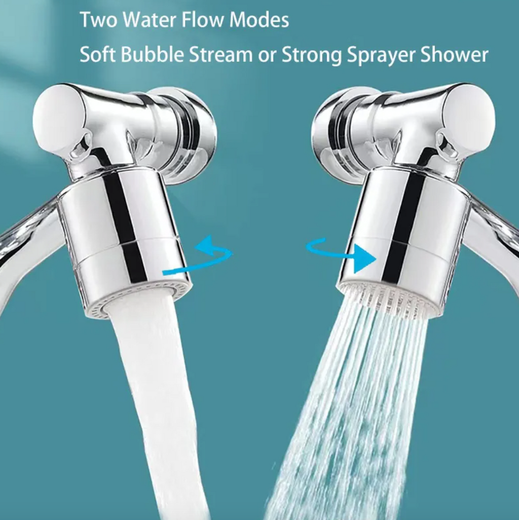 Universal 1080° Rotating Faucet Extender, Splash-Proof Tap Aerator with Adjustable Angle for Kitchen & Bathroom Sinks — 1PC / 2PC / 3PC