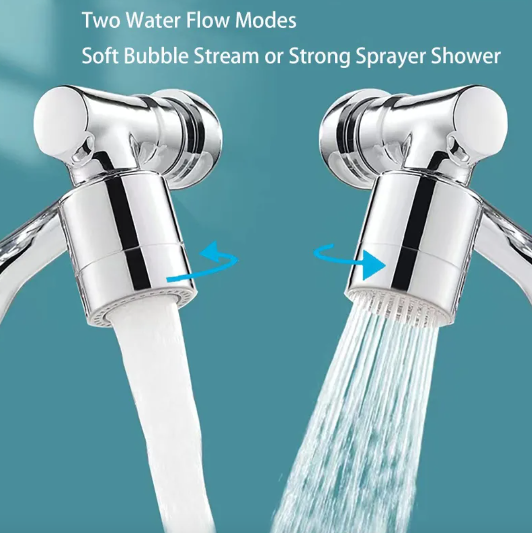 Universal 1080° Rotating Faucet Extender, Splash-Proof Tap Aerator with Adjustable Angle for Kitchen & Bathroom Sinks — 1PC / 2PC / 3PC