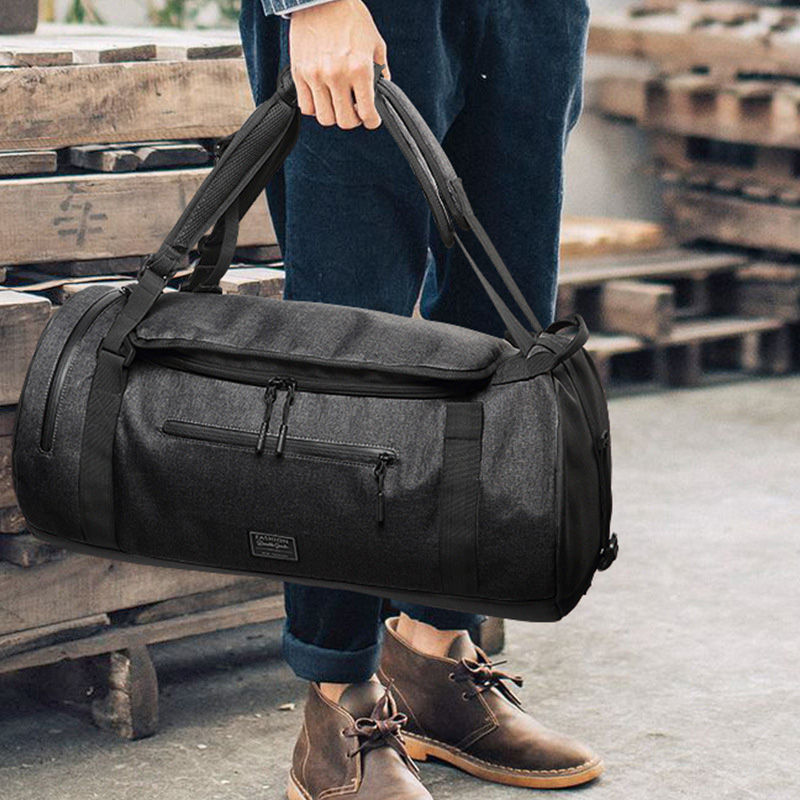 Travel Duffle Backpack Bag for Gym & Sports, 56x28x28cm Waterproof Wear-Resistant Polyester, Lightweight 0.94kg Carry-On — Grey