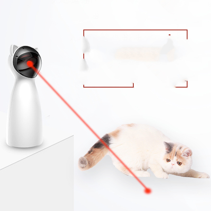Automatic Cat Laser Toy, Interactive Laser Pointer with 5 Angle Settings & 2 Speed Modes, Auto Timer Laser Pet Toy for Indoor Cats & Kittens — White
