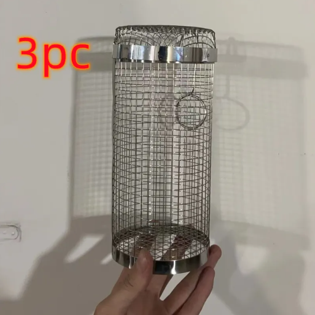 Rolling BBQ Grill Basket, Stainless Steel Mesh Cylinder Grilling Basket for Vegetables, Meatballs, Seafood & Small Foods — 20cm / 30cm, 1-6 Pack