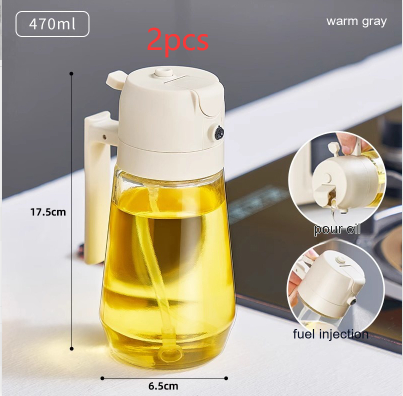Versatile Olive Oil Sprayer Dispenser, 470ml Clear Glass Oil & Vinegar Spray Bottle for Cooking, Grilling, Baking — 4 Colors, 1 or 2 Pack