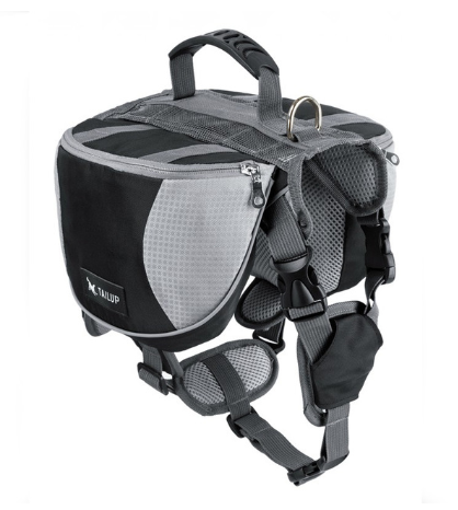 Dog Saddle Bag Backpack Harness, Adjustable Oxford Pet Vest with Zip Side Pockets, Top Handle & D-Ring — 8 Colours, S/M/L