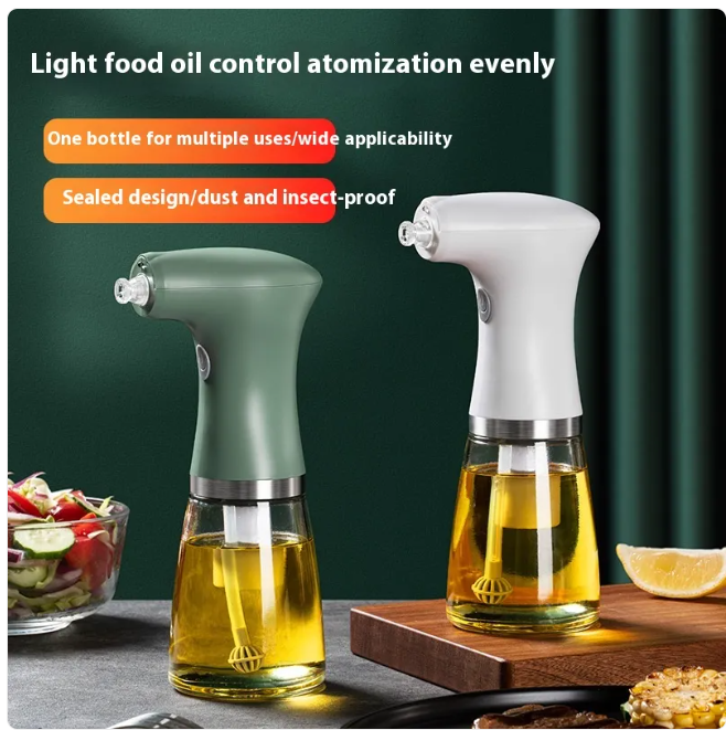 Electric Oil Sprayer for Cooking, USB Rechargeable Olive Oil Mister with One-Touch Fine Mist — Green / White