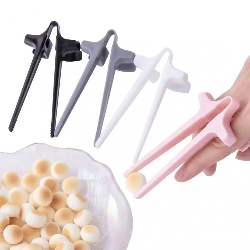 Hands-Free Snack Chopsticks, Food-Grade Reusable Mini Snack Tongs for Gaming, Typing & Watching TV — Black / Grey / Pink / White