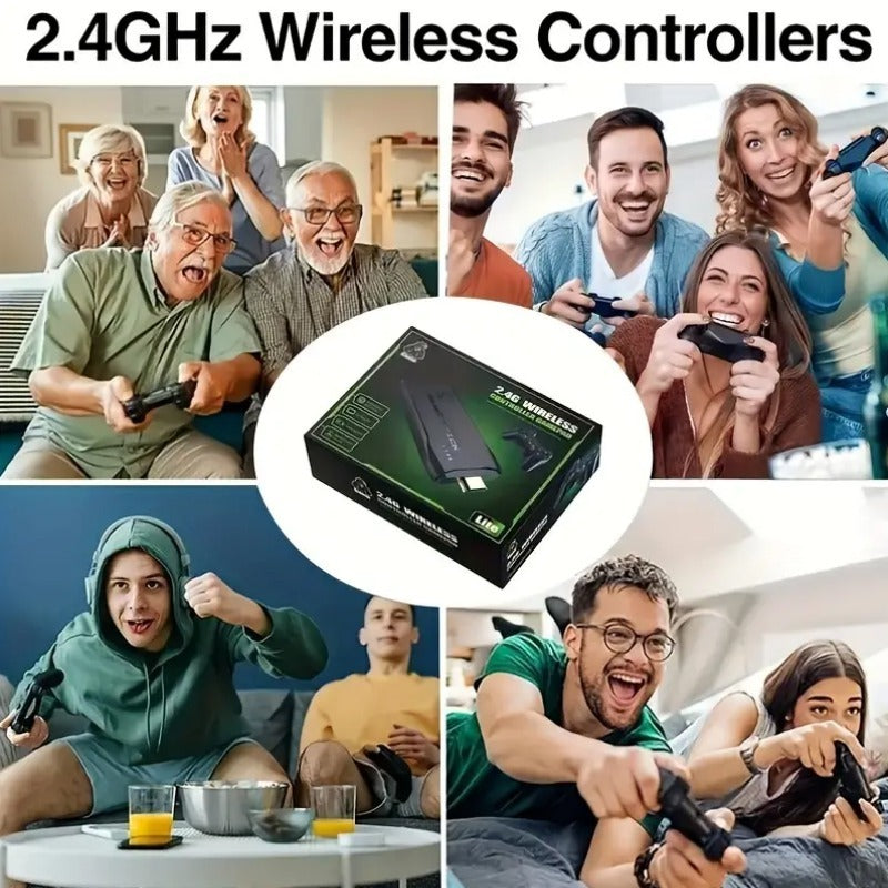 Mini Retro Game Stick Console, 20000+ Built-In Classic Games with 9 Emulators, HDMI Output & 64G Card, 2 Wireless Controllers