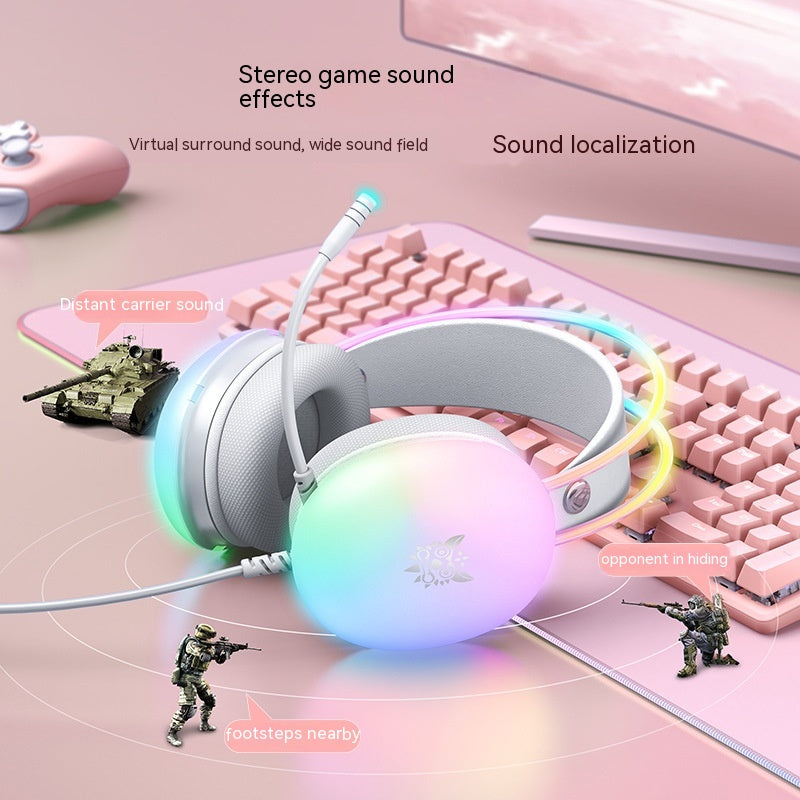 RGB Rainbow Gradient Gaming Headset with Microphone, Over-Ear Wired Headphones with LED Lighting & 3.5mm Braided Cable, for PC, PS4 & Xbox