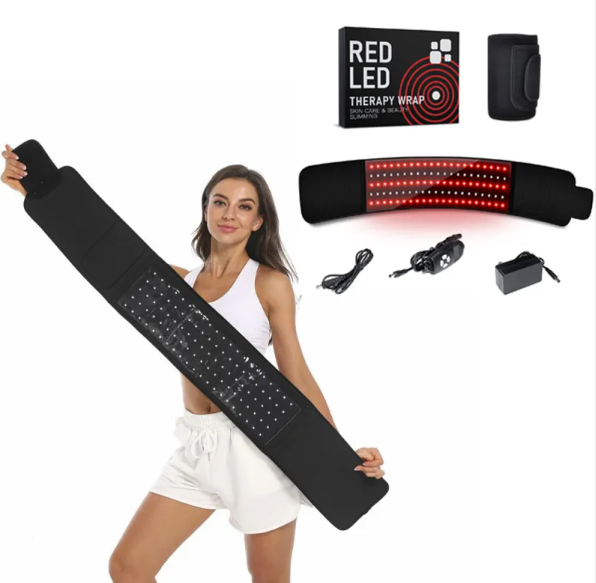 LED Infrared Belt Therapy Device, 105 LED Red & Infrared 660nm/850nm Heating Belt for Back, Waist, Shoulders & Neck — Black
