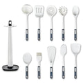 13-Piece Nonstick Silicone Cooking Utensil Set, Heat-Resistant BPA-Free Kitchen Tools with PP Handles, Includes Storage Seat — White