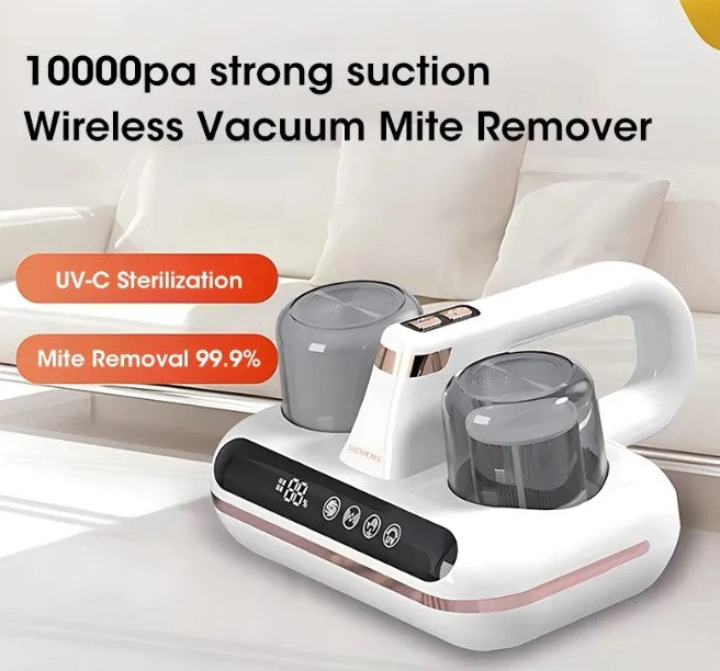 Mattress Vacuum Mite Remover, Cordless Handheld UV Bed Vacuum with 10kPa Suction — Pink / Green / White