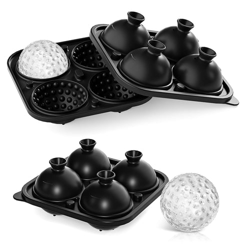2-Pack Golf Ball Ice Cube Mold, 2.1-Inch Large Silicone Sphere Ice Molds with Funnel Design, Fun Round Ice Ball Maker for Whiskey — Christmas Gift