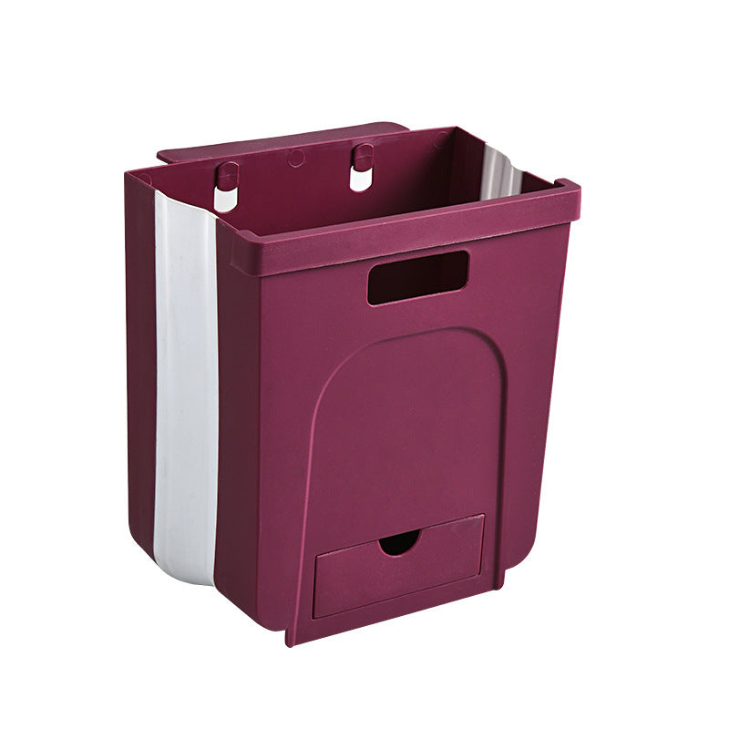 Large Wall-Mounted Folding Trash Can, 6L Foldable Hanging Garbage Bin for Cabinet Door, Space-Saving Collapsible Waste Can for Kitchen, Car — 4 Colors