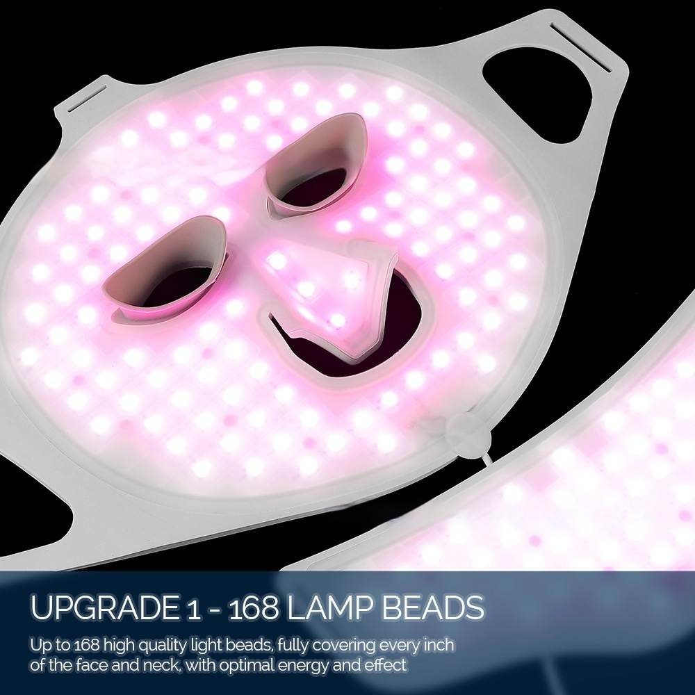 7-Color LED Silicone Face Mask, LED Light Therapy Facial Mask for Skin Rejuvenation & Glow — White, AU / UK / US / EU