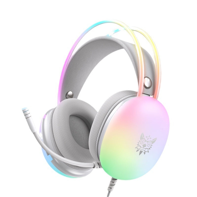 RGB Rainbow Gradient Gaming Headset with Microphone, Over-Ear Wired Headphones with LED Lighting & 3.5mm Braided Cable, for PC, PS4 & Xbox