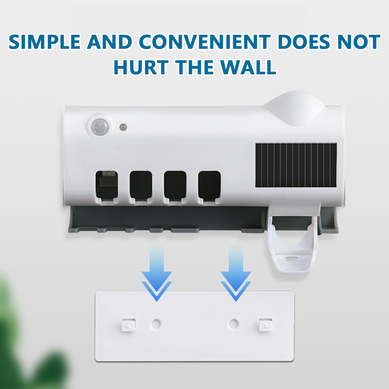 UV Toothbrush Sterilizer Holder & Automatic Toothpaste Dispenser, Wall-Mounted 4-Slot Toothbrush Sanitizer with UV-C Light — White