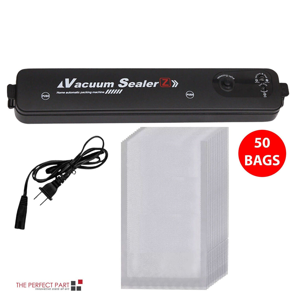Vacuum Sealer Machine for Food Preservation, Automatic One-Touch Food Saver with Seal Bags — with 15 or 50 Bags