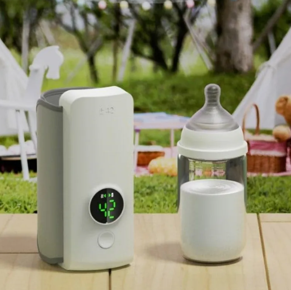 Portable Wireless Baby Bottle Warmer, USB Rechargeable Travel Milk Warmer with 42°C Constant or 37-55°C Adjustable Heating & Insulation Sleeve