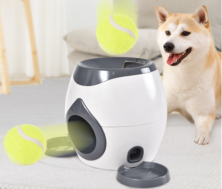 Dog Ball Launcher & Treat Dispenser, 2-in-1 Interactive Spring-Loaded Tennis Ball Fetch & Reward Toy for Dogs — 3 Colors