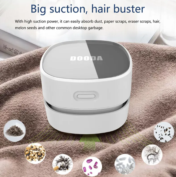 Desktop Vacuum Cleaner, Mini Table Dust Sweeper for Dust, Crumbs, Hair & Eraser Shavings — Multiple Colors & Battery Options