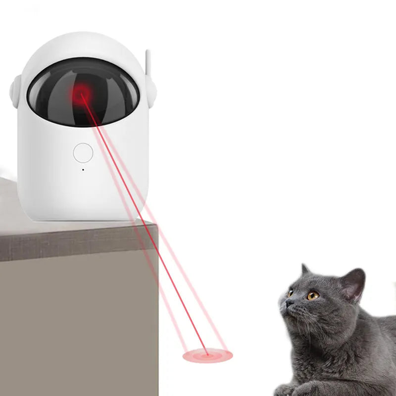 Automatic Cat Laser Toy, Interactive Laser Pointer for Indoor Cats with 3 Play Modes & Smart Timer, USB Rechargeable Hands-Free Cat Teaser — White