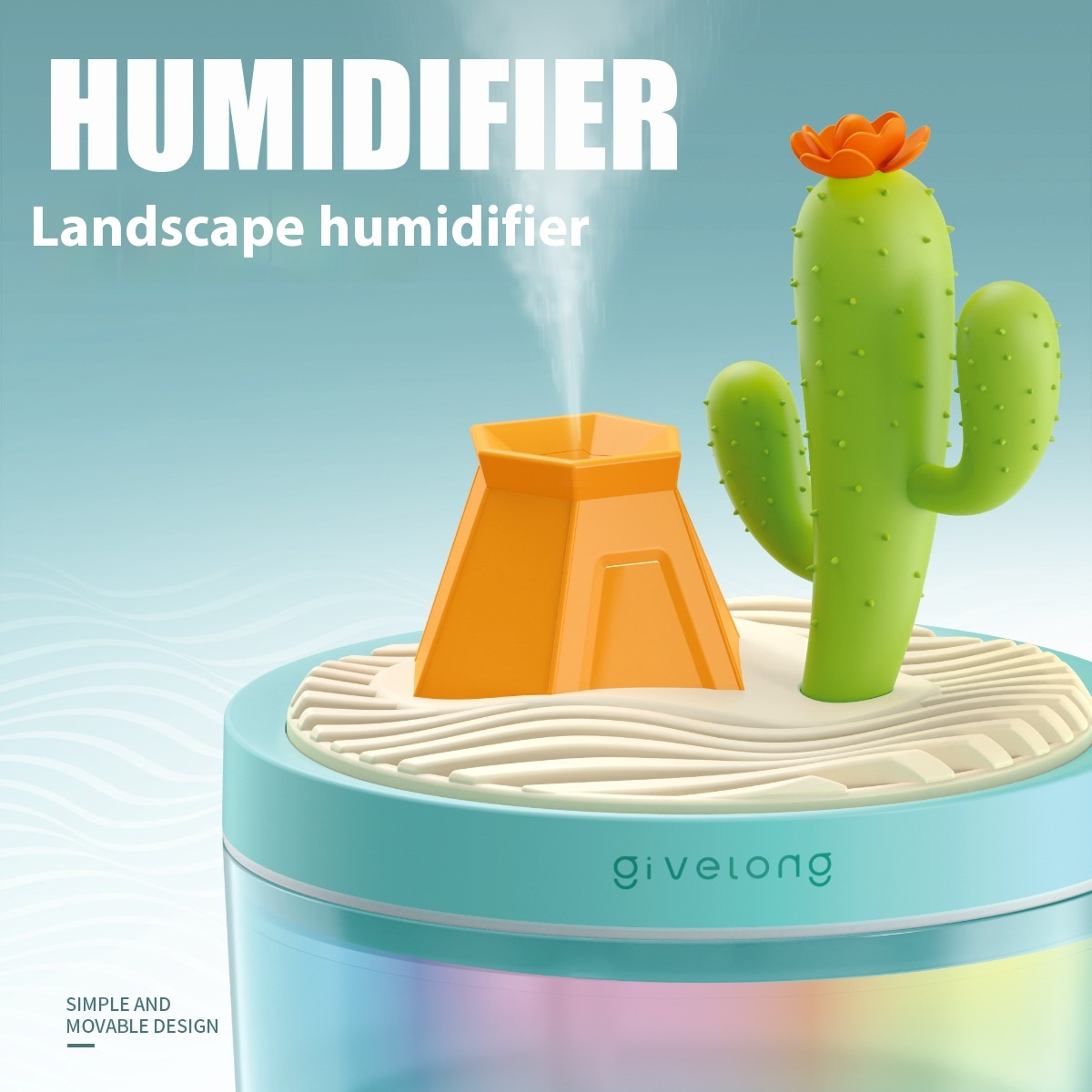 Portable USB Aroma Humidifier, Compact Landscape-Design Cool Mist Aromatherapy Diffuser, Quiet Desktop Air Humidifier for Home — Multiple Cute Styles