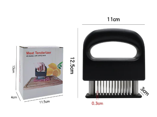 48-Blade Needle Meat Tenderizer, Stainless Steel Marinade Infusion Tool for Beef, Steak, Pork & Chicken, Ergonomic Handle — 0.223kg