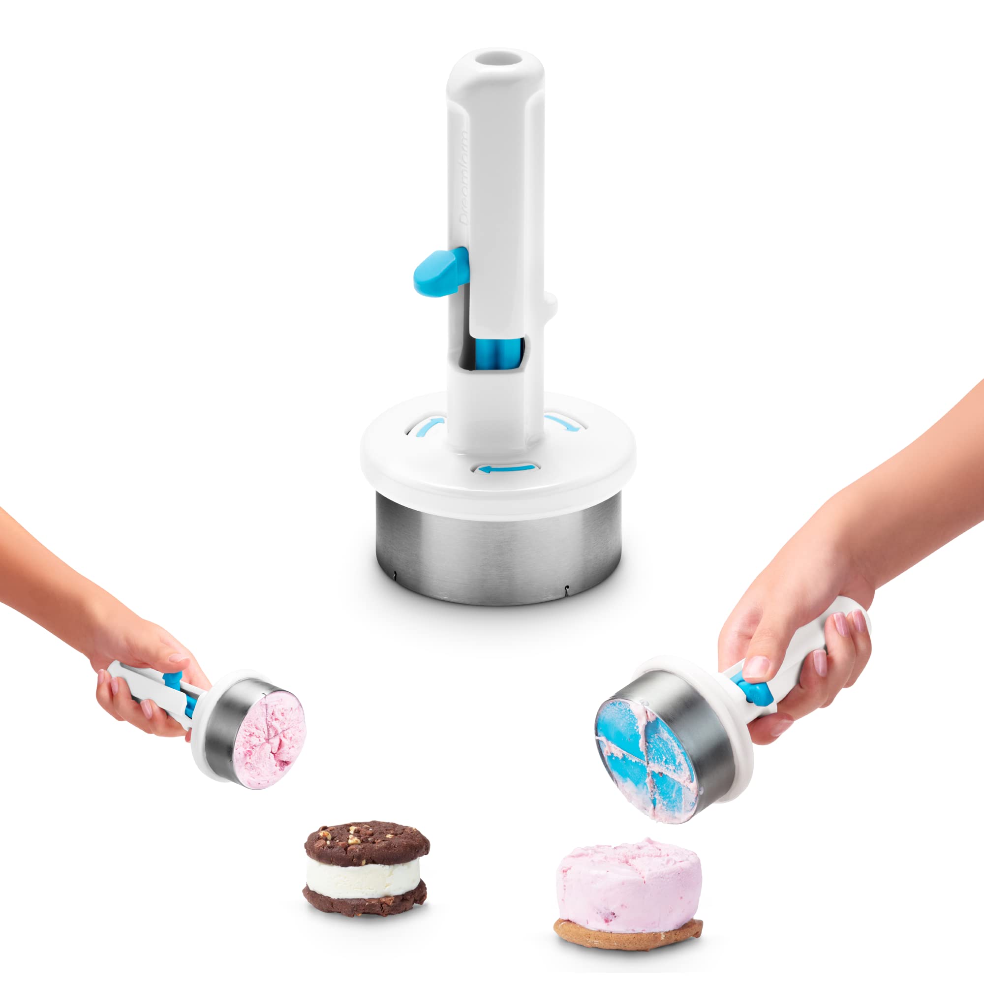 Dreamfarm Icepo One-Handed Ice Cream Sandwich Scooper, Easy ½-Cup Portion Ice Cream Scoop for Gelato & Sorbet — White