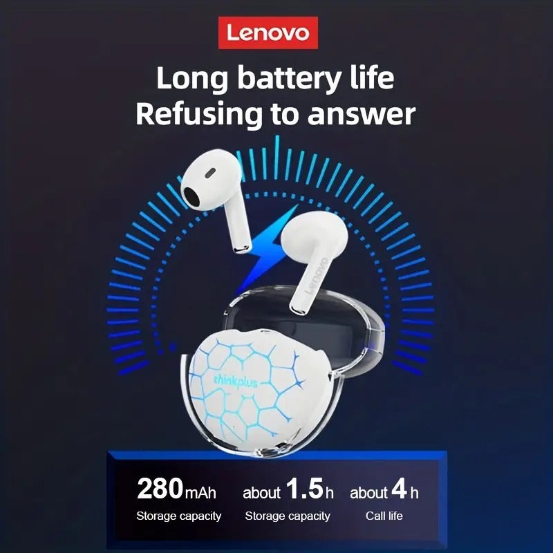 Lenovo LP80 Pro RGB Wireless Gaming Earbuds, Bluetooth 5.3 TWS Semi-In-Ear Open-Fit Headphones with Low Latency & Built-In Mic — Black