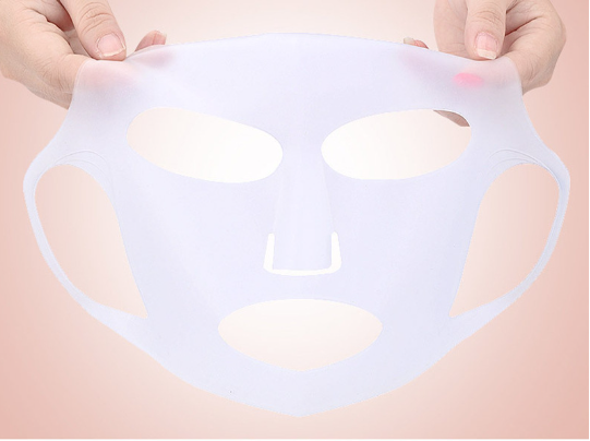 3D Silicone Ear Hanging Face Mask, Reusable Waterproof Cover for Sheet & Mud Masks, Trimmable Ear Loops — 28x22cm / 29x22cm, White / Pink