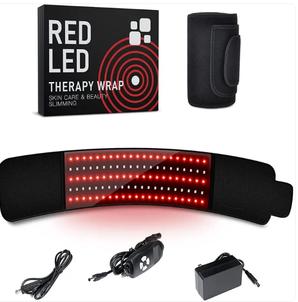 LED Infrared Belt Therapy Device, 105 LED Red & Infrared 660nm/850nm Heating Belt for Back, Waist, Shoulders & Neck — Black