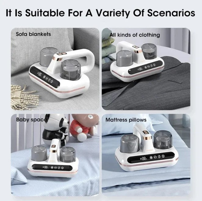 Mattress Vacuum Mite Remover, Cordless Handheld UV Bed Vacuum with 10kPa Suction — Pink / Green / White