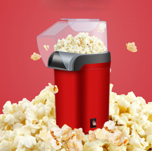 Hot Air Popcorn Machine, Oil-Free Electric Popcorn Maker with 2-Minute Fast Popping — White / Red