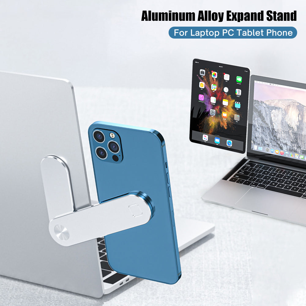 Portable Magnetic Extension Stand, Aluminum Alloy Laptop Side Mount for Phone & Tablet, Dual-Screen Setup — Blue / Rose Gold / Black / Silver