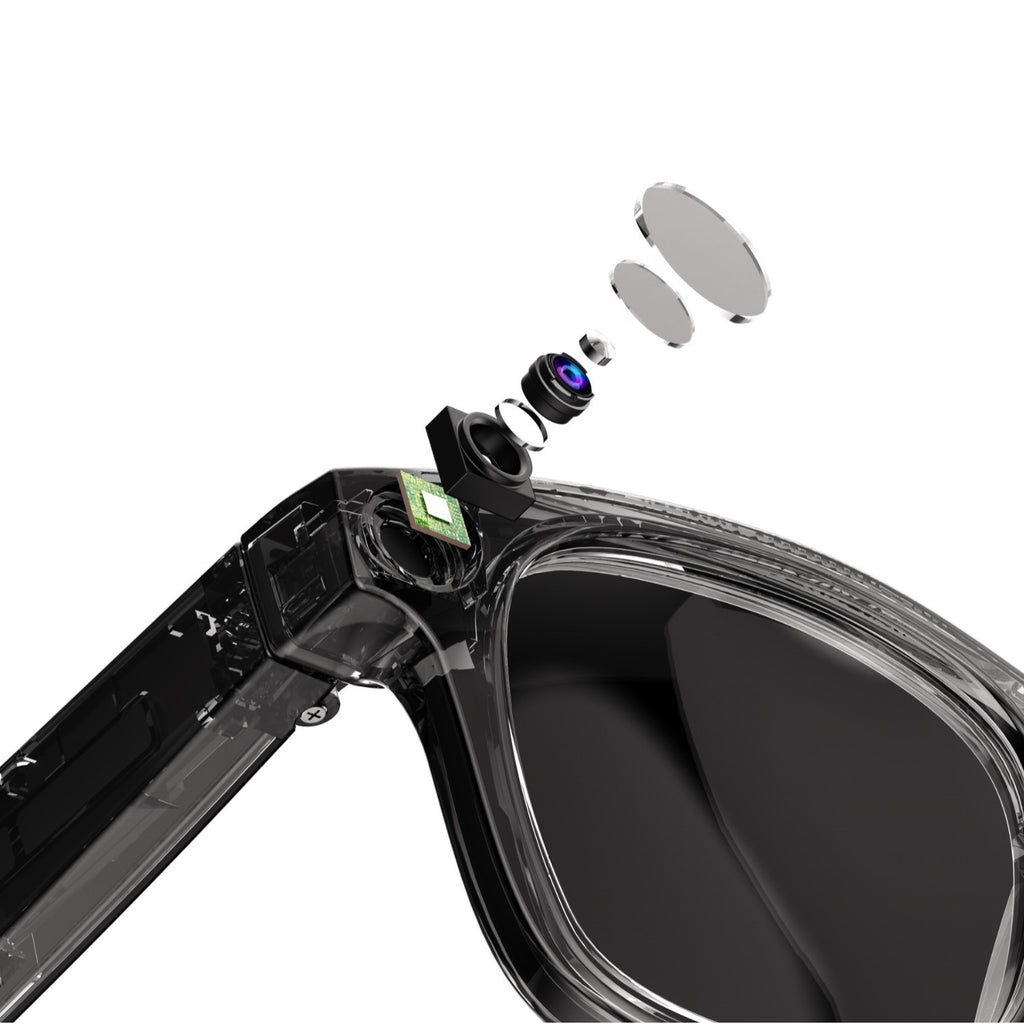 AI Camera Smart Glasses, HD Video Recording Smart Glasses with Anti-Shake, Voice Calls, Translation & Object Recognition — Sunglasses / Clear Lens