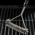 Long-Handled Y-Shaped Grill Cleaning Brush for BBQ, Stainless Steel & Galvanized Twisted Wire Bristles — Black