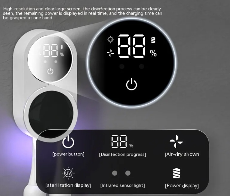 Automatic Toothbrush Sterilizer, USB-Powered UV Sanitizer with Wave/Touch Sensor Auto Open-Close — White
