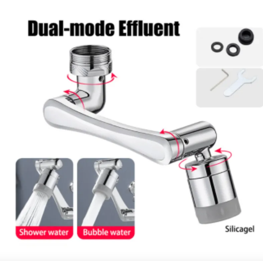 Universal 1080° Rotating Faucet Extender, Splash-Proof Tap Aerator with Adjustable Angle for Kitchen & Bathroom Sinks — 1PC / 2PC / 3PC