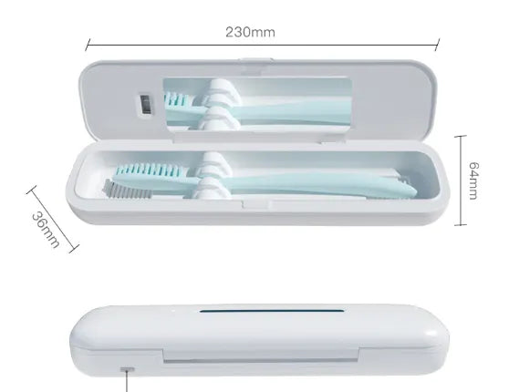Portable UV Toothbrush Sterilizer, UV-C Disinfection Box, USB Powered & Travel-Friendly — White / Blue / Pink / Green