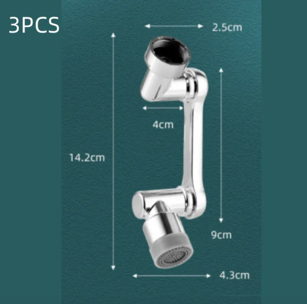 Universal 1080° Rotating Faucet Extender, Splash-Proof Tap Aerator with Adjustable Angle for Kitchen & Bathroom Sinks — 1PC / 2PC / 3PC