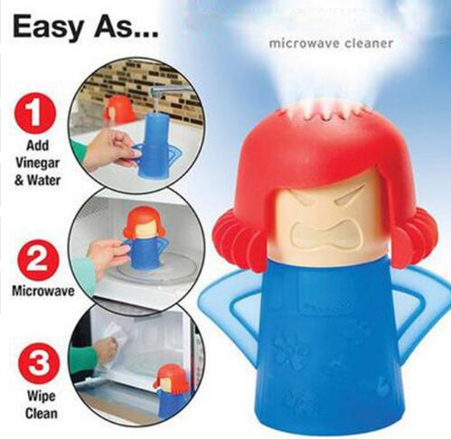 Angry Mama Microwave Cleaner, Non-Toxic Steam Cleaning Tool Using Vinegar & Water, Disinfects and Deodorizes — Green / Purple / Yellow / Blue