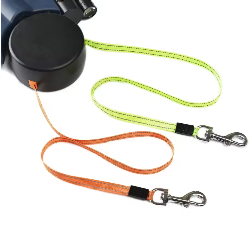 Auto Double Dog Leash, Retractable Dual-Head Telescopic Leash for Walking Two Dogs, Tangle-Free 3M Dog Lead with Ergonomic Grip — Black / Red / Grey