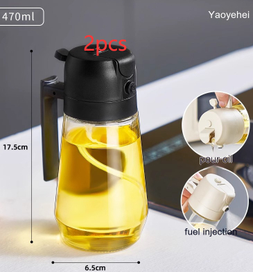 Versatile Olive Oil Sprayer Dispenser, 470ml Clear Glass Oil & Vinegar Spray Bottle for Cooking, Grilling, Baking — 4 Colors, 1 or 2 Pack