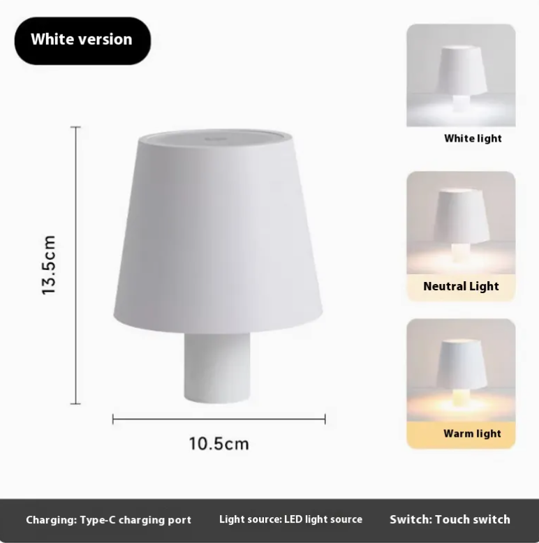 LED Bottle Lamp Rechargeable Dimmable Table Lamp, Wireless Wine Bottle Light Kit with Touch Dimming & 3 Color Modes — Black / White