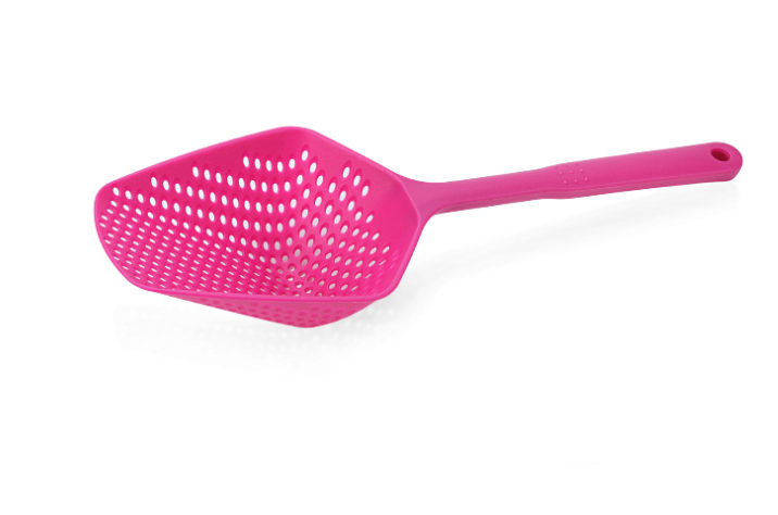 Kitchen Water Strainer Spatula, Large Slotted Scoop & Ice Shovel in Non-Toxic Nylon with Hanging Hole, 34.5x12.5x6cm — Multi-Color