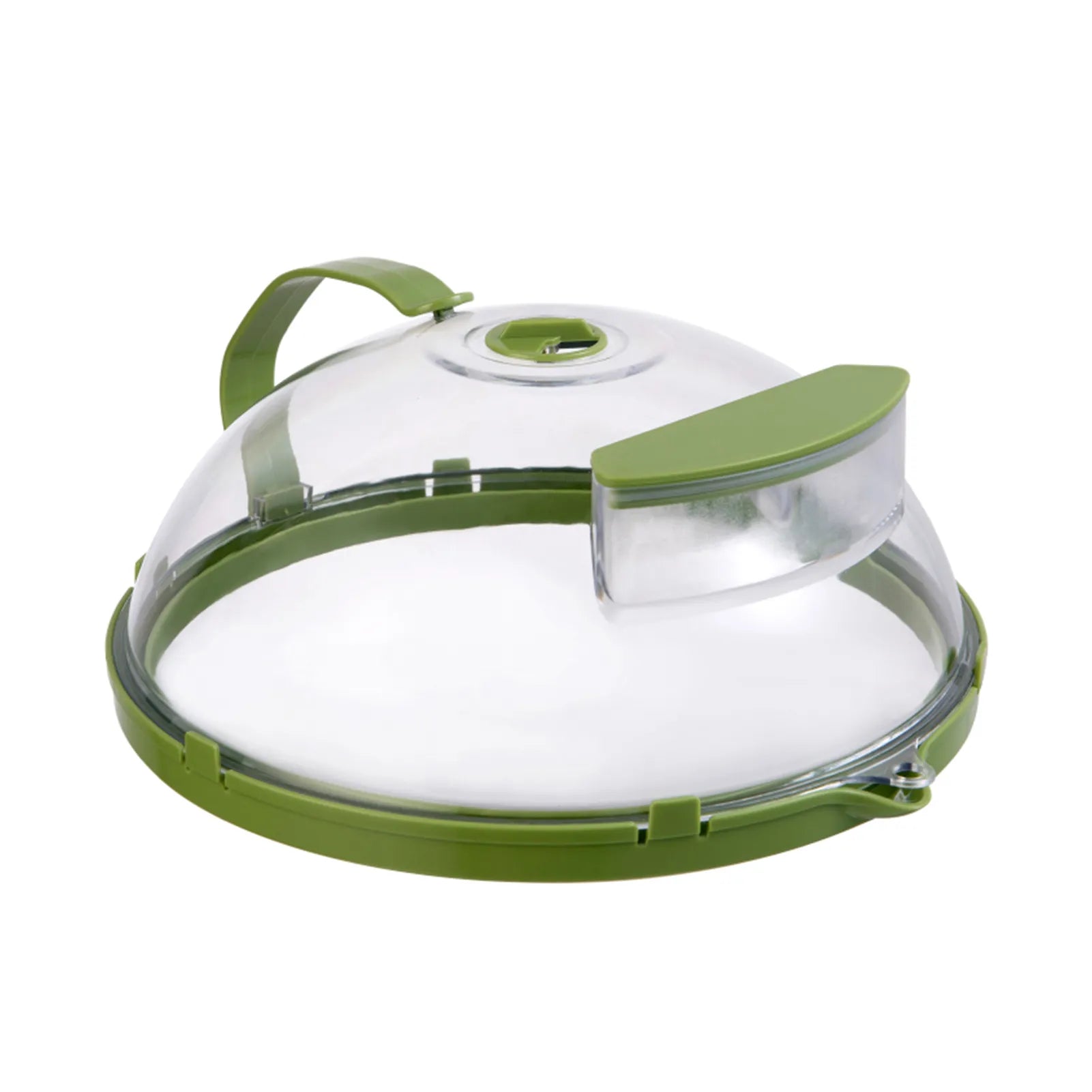 Microwave Food Heating Cover with Water Reservoir - Clear Splashproof Microwave Lid with Green Rim, Adjustable Steam Vent & Ergonomic Handle