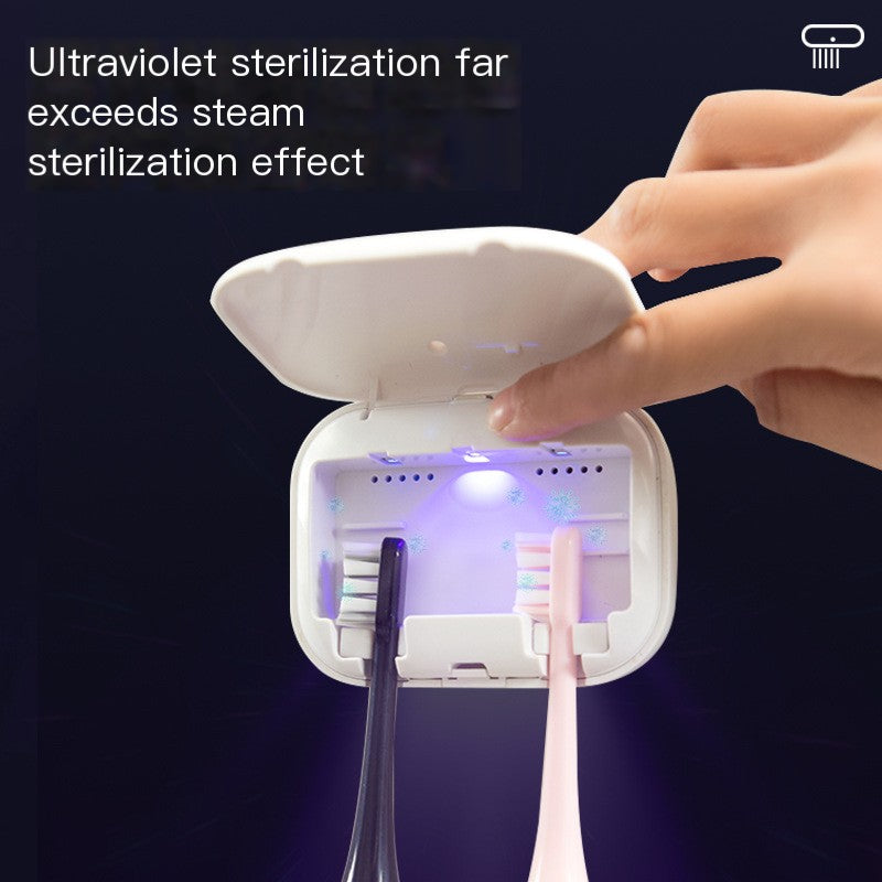 UV Toothbrush Sterilizer, Wall-Mounted UV-C Toothbrush Holder with Close-Lid 3-Minute Sterilisation — Pink / White / Green