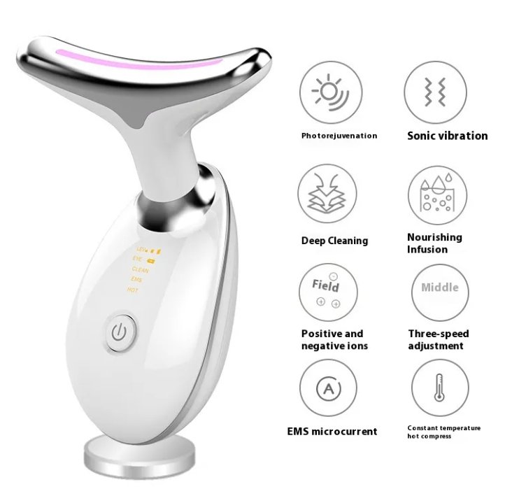 Photon Sculpting Face & Neck Wand, LED Light Therapy Facial Massager for Face & Neck — White / Black