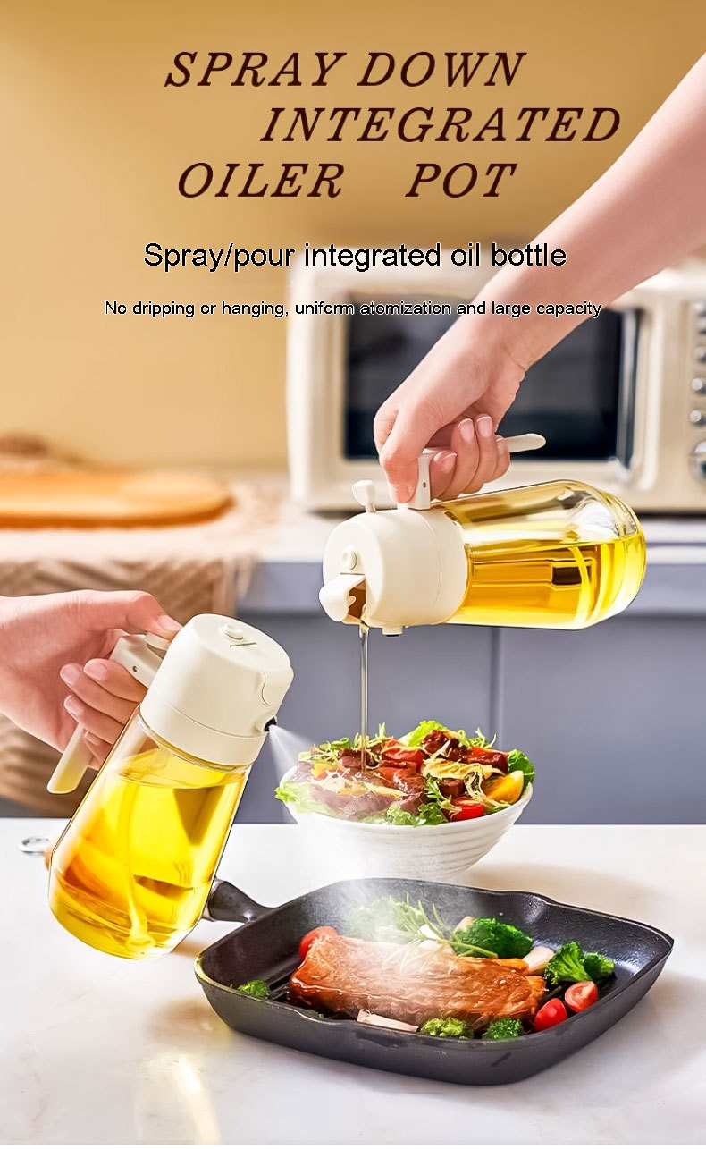 Versatile Olive Oil Sprayer Dispenser, 470ml Clear Glass Oil & Vinegar Spray Bottle for Cooking, Grilling, Baking — 4 Colors, 1 or 2 Pack
